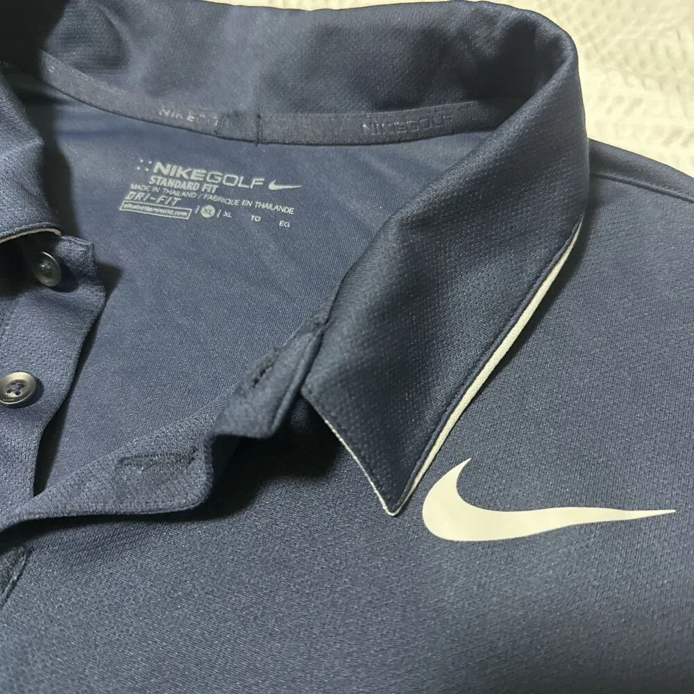 Nike Golf Polo Shirt Men's XL Dri-Fit Blue Grey Colorblock Stretch Performance